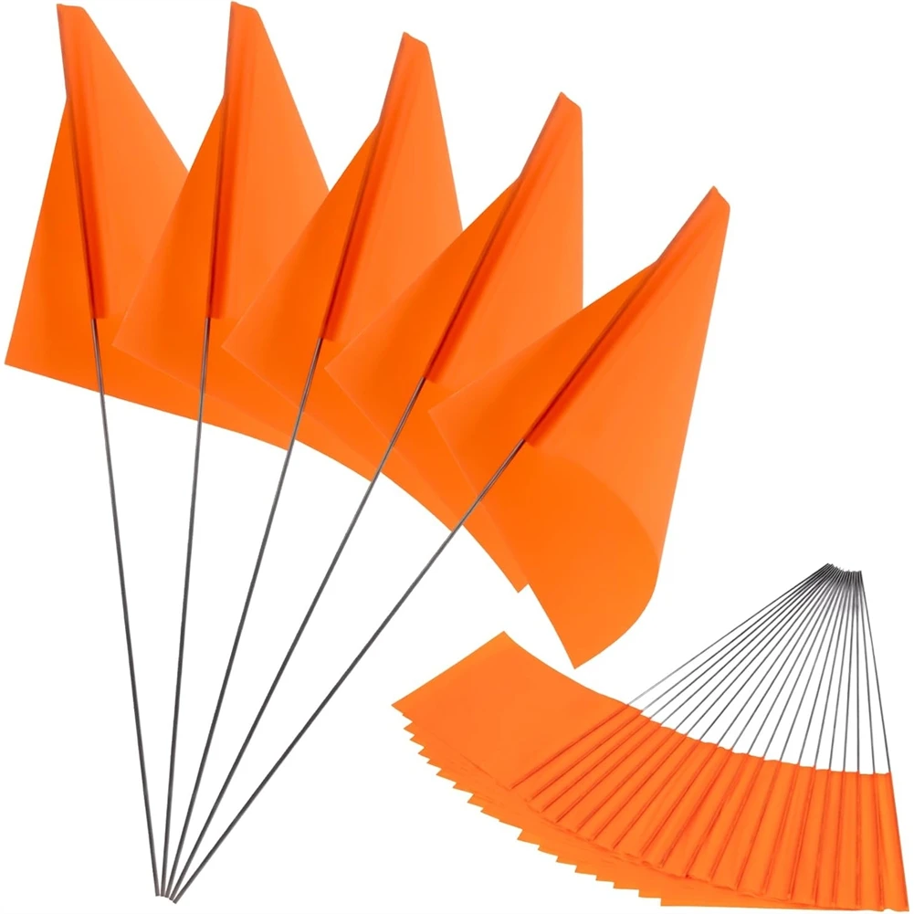 Hot Sale-Fluorescent Orange Marking Flag 100-Pack, 15X4x5