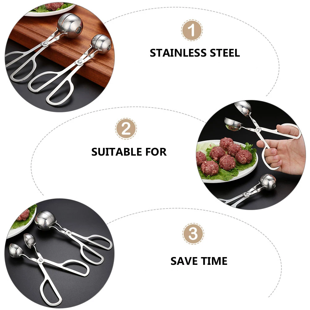 

2pcs Meatball Stainless Steel Kitchenware Rice Fish Tools Stainless Steel Meatball Making Tools Clamps Uniform Size Easy Release