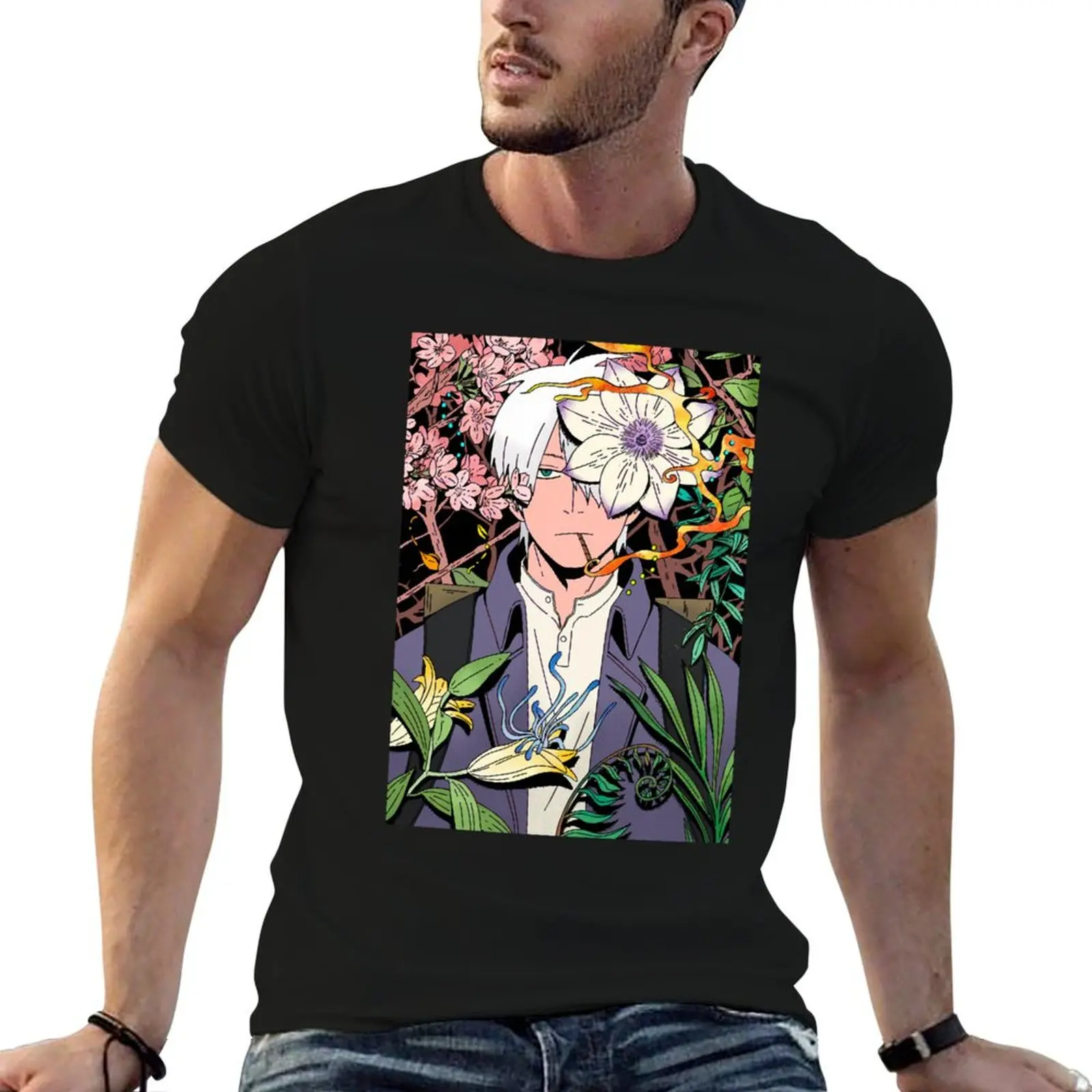 Music Retro Anime Tv Mushishi Series Cute Graphic Gift T-Shirt vintage animal prinfor boys black t-shirts for men