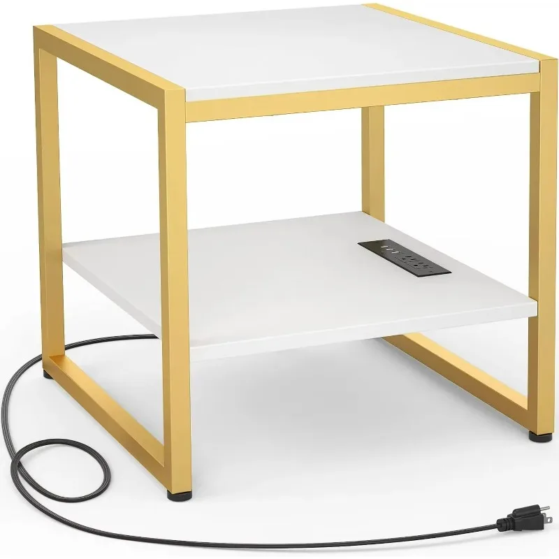 Factory Direct Compatible With End Table with Charging Station,20 Inch Square Side Table with USB Ports & Power Outlets