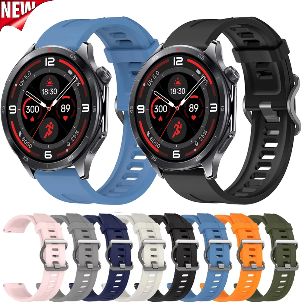 22mm Silicone Strap for OnePlus Watch 3 2 2R Huawei Watch GT6/GT5/4 46mm Sports Wristband for Oppo Watch 4Pro X X2/OnePlus 46mm