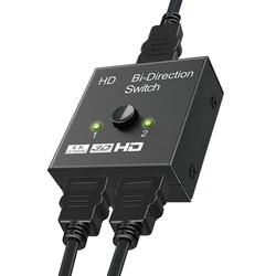 HDTV 2.0 Switch 2 In 1 Out Video Splitter for Laptops PC Xbox PS3/4/5 TV Box to Monitor TV Projector Adapter 1x2 or 2x1 2 Ports