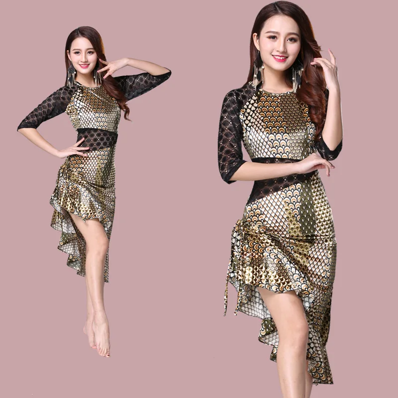 chevy belly dance costume Lace Half Sleeves Irregular Skirt Oriental Dance Costumes Oriental Dancer Performance Suit