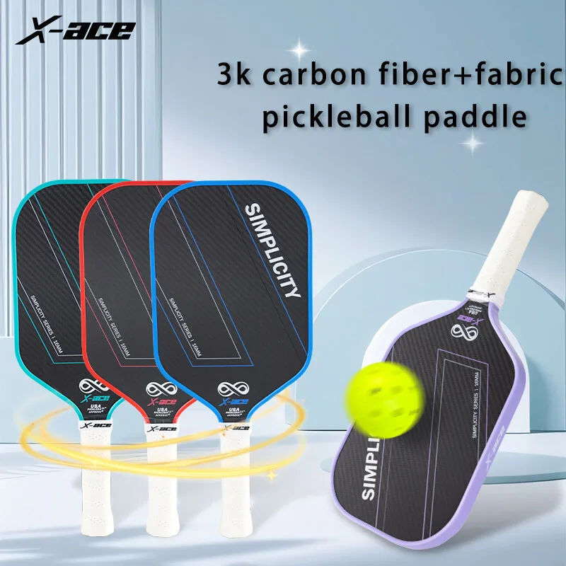 

X-ACE SIMPLICITY Pickleball Paddle, 3k Carbon Fiber, 16MM Polypropylene Core with Foam Injected Edges for Power, Spin, Control