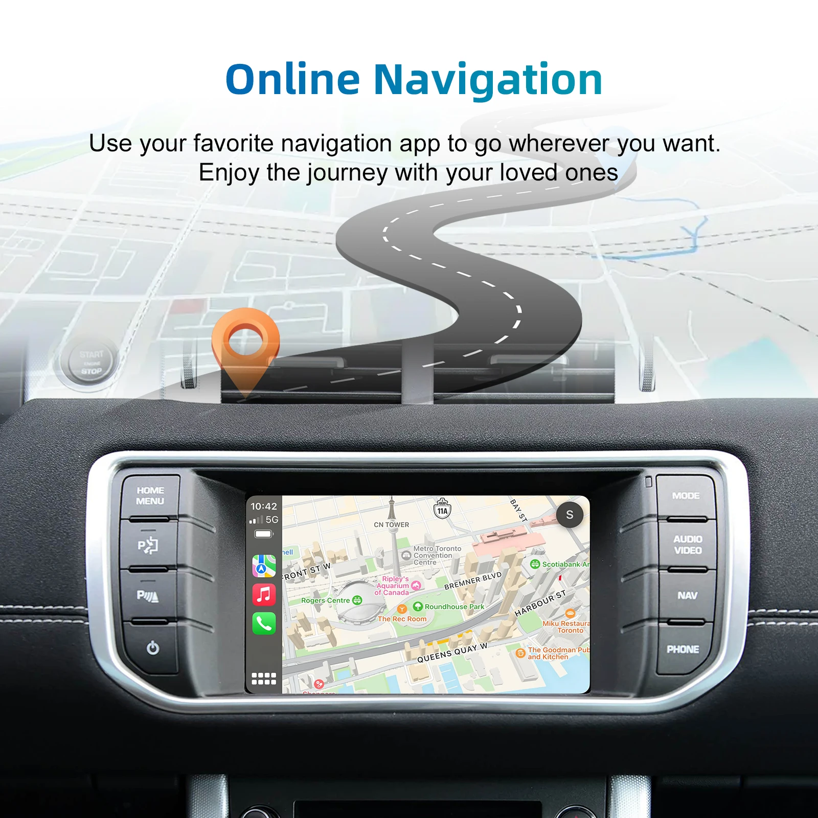 صندوق فك ترقية شاشة CarPlay اللاسلكية لسيارة لاندر روفر جاكوار رينجر روفر إيفوك ديسكفري 4 XE XF Ftype 2012-2016 #5