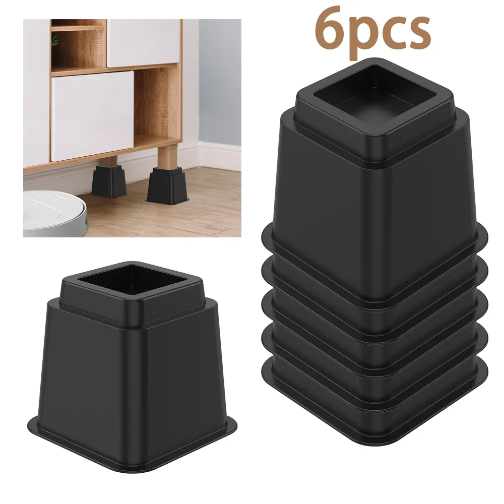 6-個の家具ライザー高耐久ソファライザー滑り止め底調節可能なテーブルライザー積み重ね可能なベッドリフター家具アクセサリー