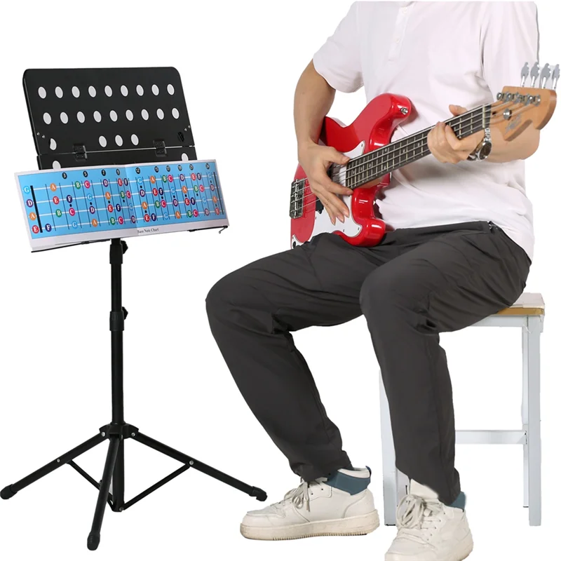 

A51Q-Bass Fretboard Note Chart Guitar Notes Poster Illustrated Poster For Guitar Theory Bass Guitar Accessories