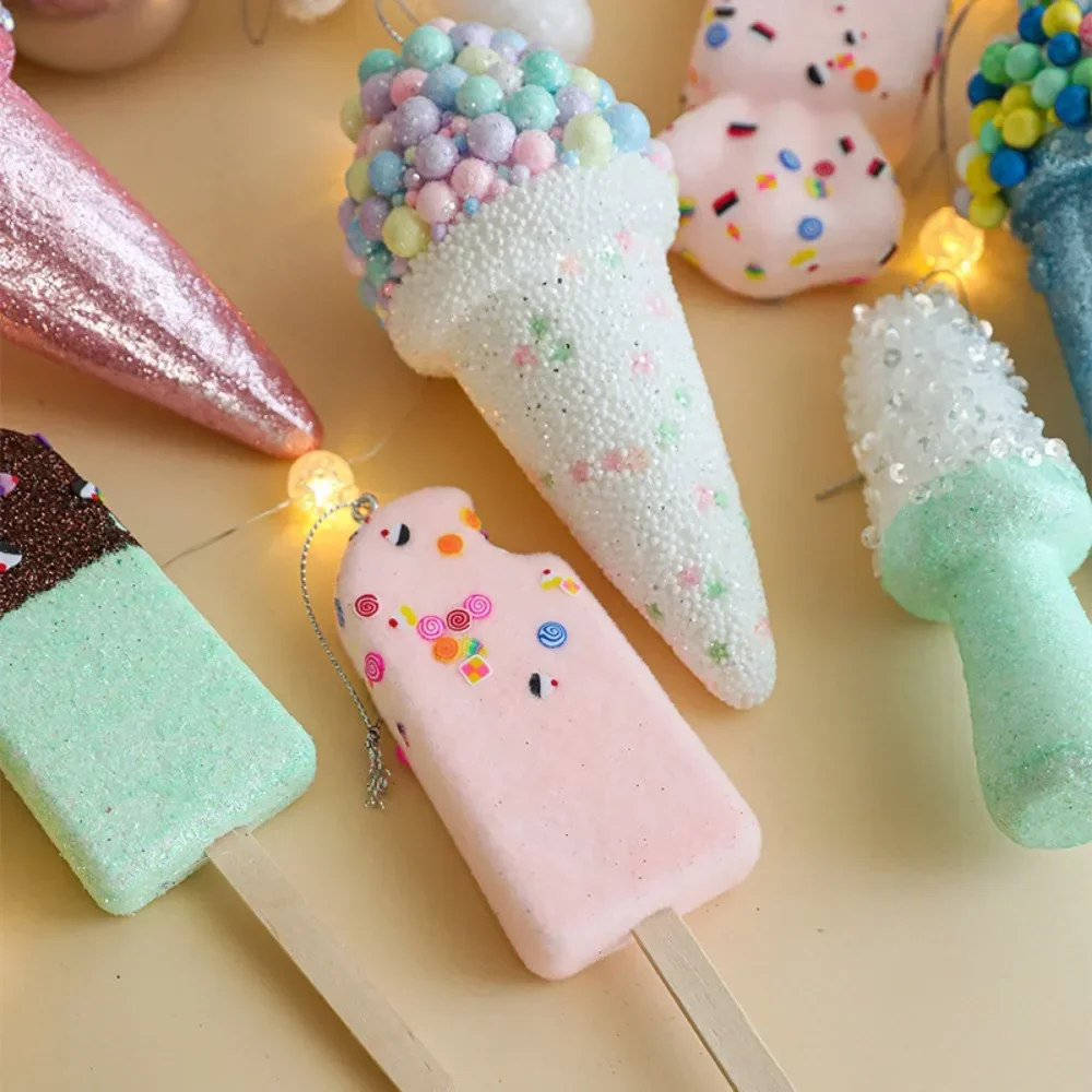 2025 Creative Christmas Hanging Cute Ice Cream Pendant Navidad 2026 Christmas Decor Xmas Tree Decor New Year Gift Toys