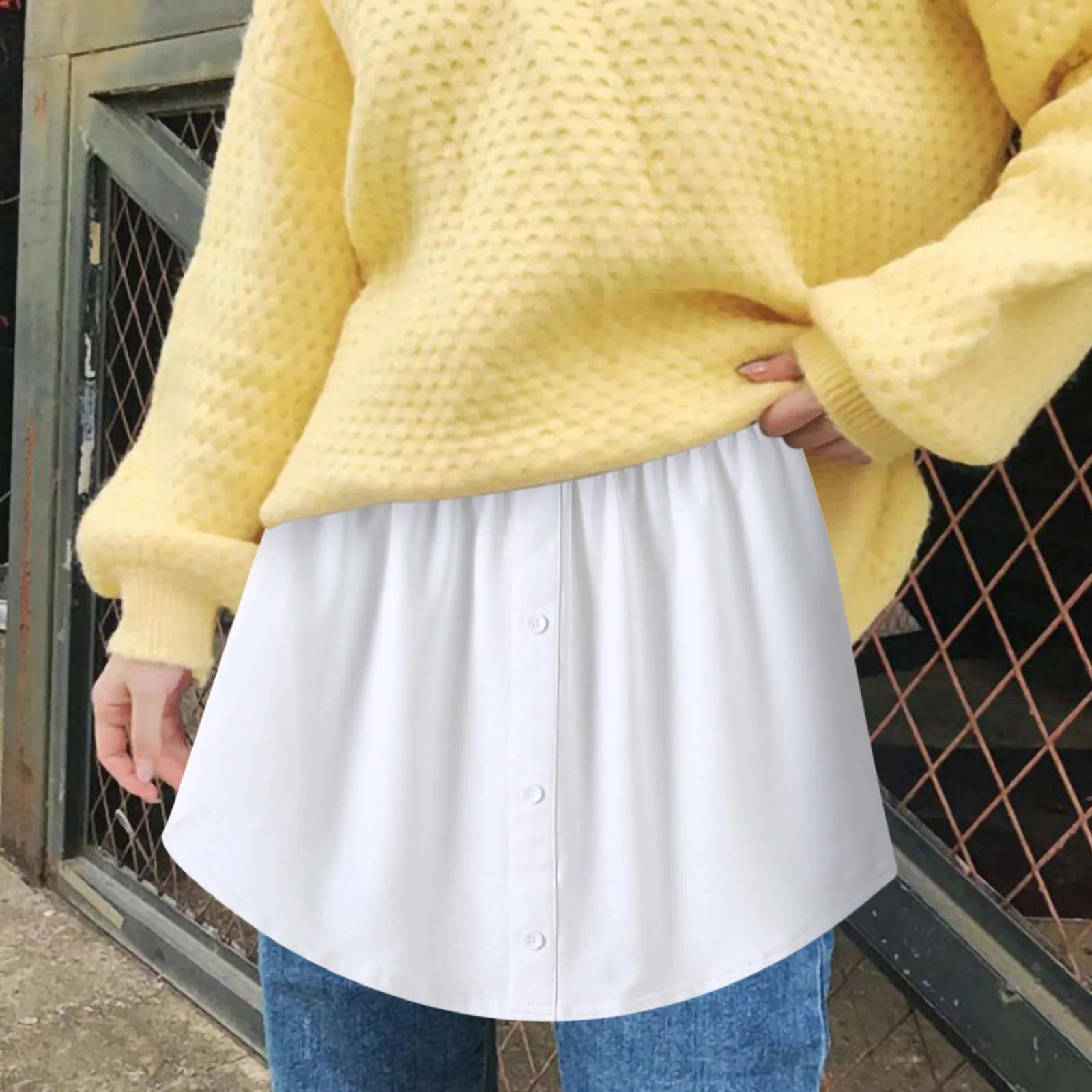 Women's Matching Solid Color Hem Short Skirt Plus Size Loose Detachable Underskirt Fake Shirt Irregular Skirt Tail Blouse Hem