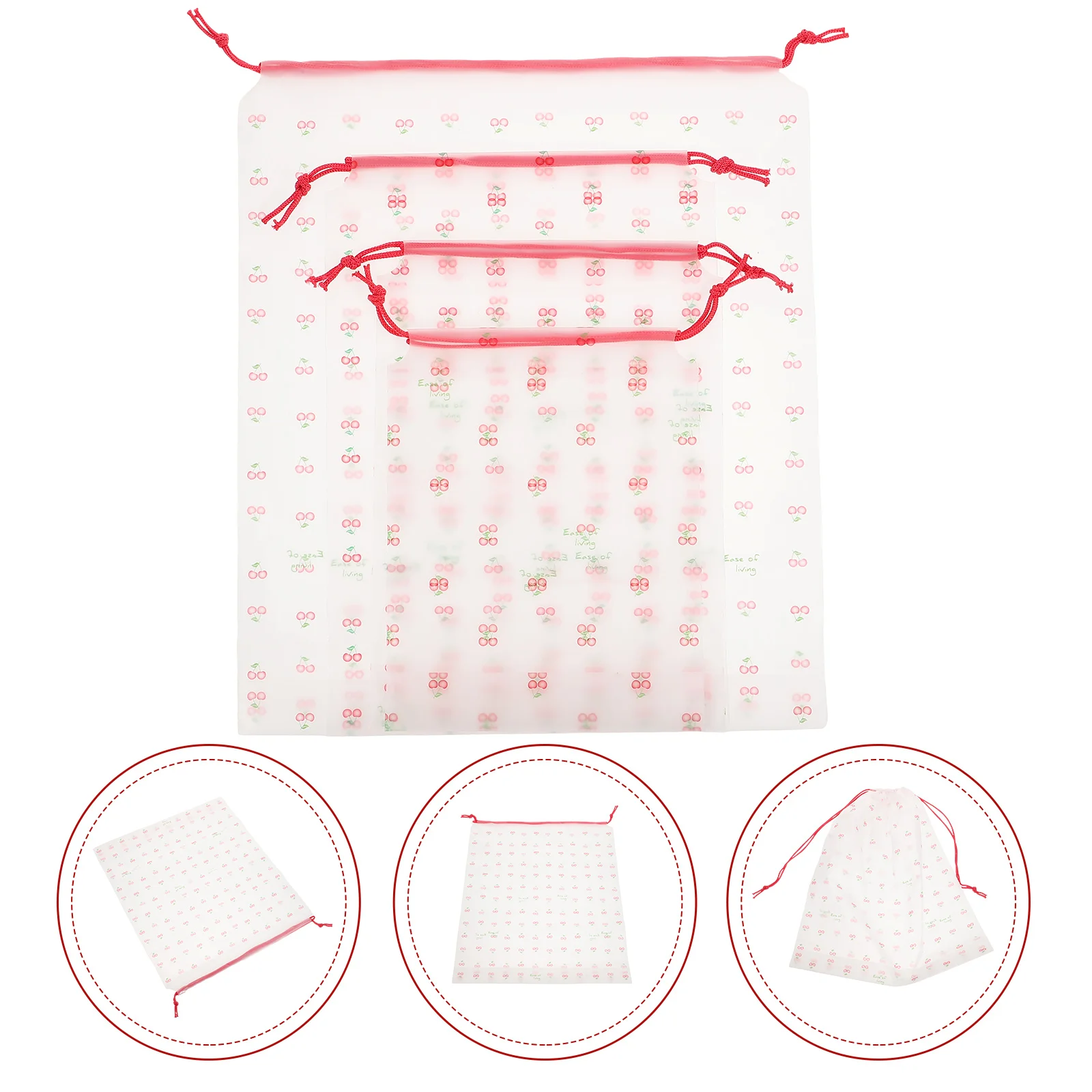 4 Pcs Clothing Travel Transparent Storage Bag Laundry Bags Dirty Clothes Hamper Drawstring