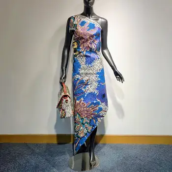 Látka s potiskem africké bavlny s voskem, vosková látka Grand Super Hollandais, zlaté třpytky, 6 yardů na kus 8 nejlepší prodej rajčatová tkanina - №6