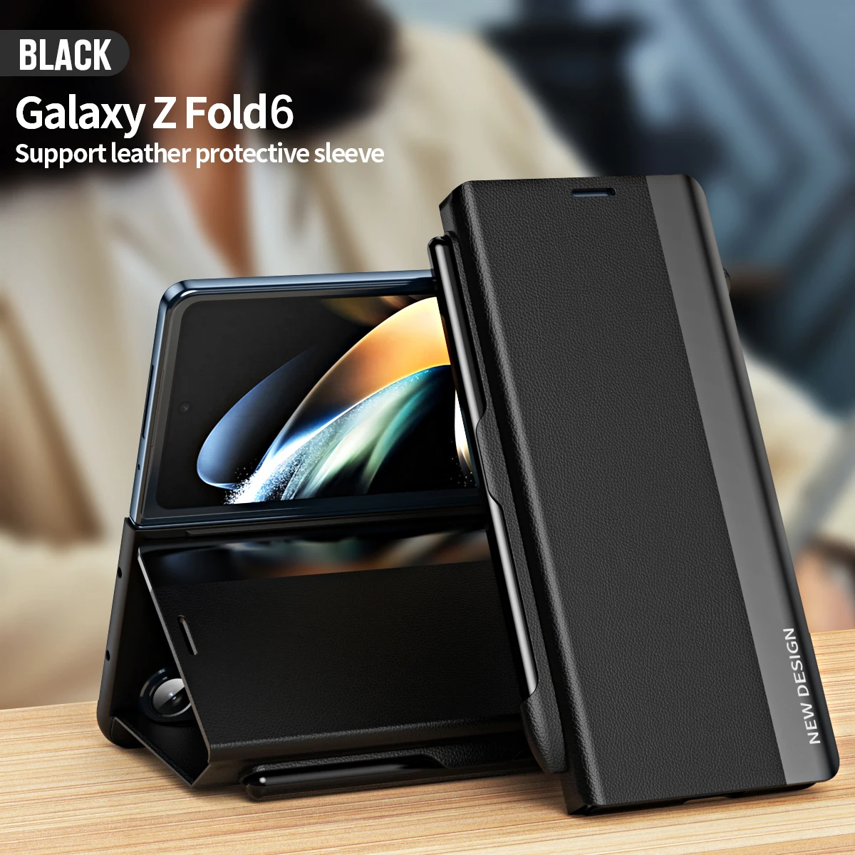 Holder Pen Slot Tape Business style Phone Case for Samsung Galaxy Z Fold 6 5 4 3 Fold6 Fold5 Fold4 Fold3 Magnetic Leather Cover