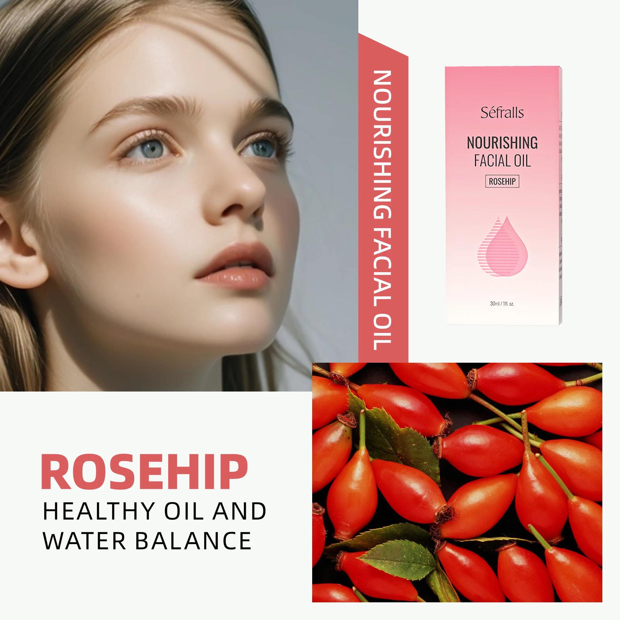 

Séfralls Rose Hip Essential Sensitive Skin Care Moisturizing for Face Whitening Face Care Oil Control Smooth Soften Skin Care