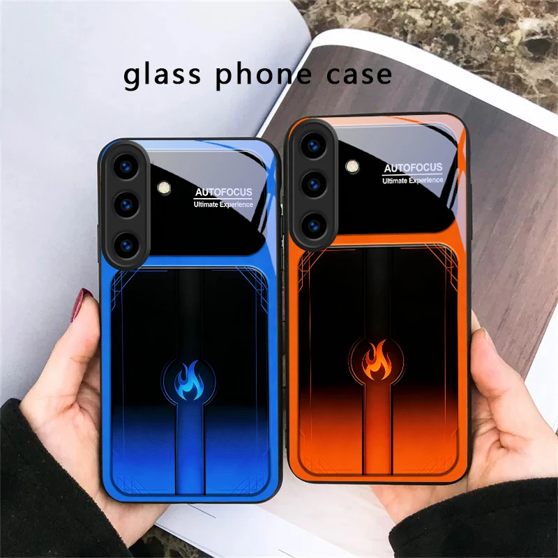 Dazzling purple flames For Samsung Galaxy S20 S21 S22 S23 Plus S24 FE S25 Ultra S26 Edge S25+ 20+ 22+ 24+ Black Glass Phone Case view 5