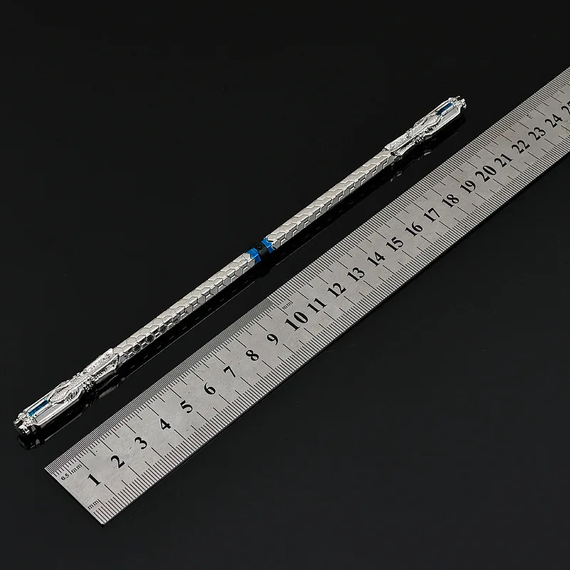 Figura de plata periférica de Anime de estrella golondrina de 22cm/8,66 pulgadas, palo de arma divina Luo Fengyan, adornos artesanales, regalos de modelo de juguete