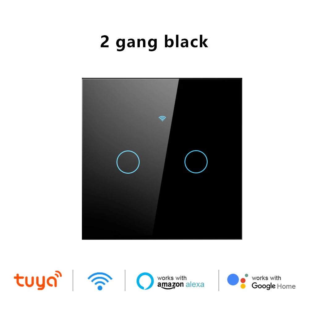WIFI Wok mit Tuya Smart Touch Lichtschalter EU Drahtloser Fernbedienungs-LED-Lichtschalter Kein Neutralleiter Erforderlich 1-4 Gang Alexa Google