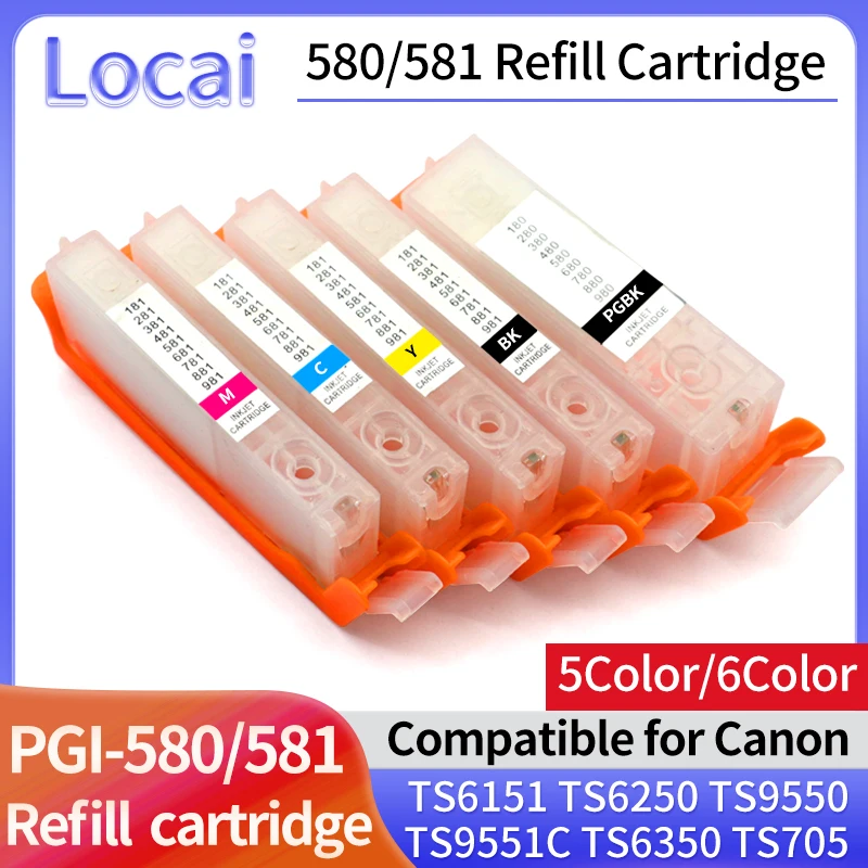 PGI-580 CLI-581 Empty Refillable Ink Cartridge pgi580 for Canon TR7550 TR8550 TS6150 TS6151 TS6250 TS9550 TS9551 TS6350 TS705