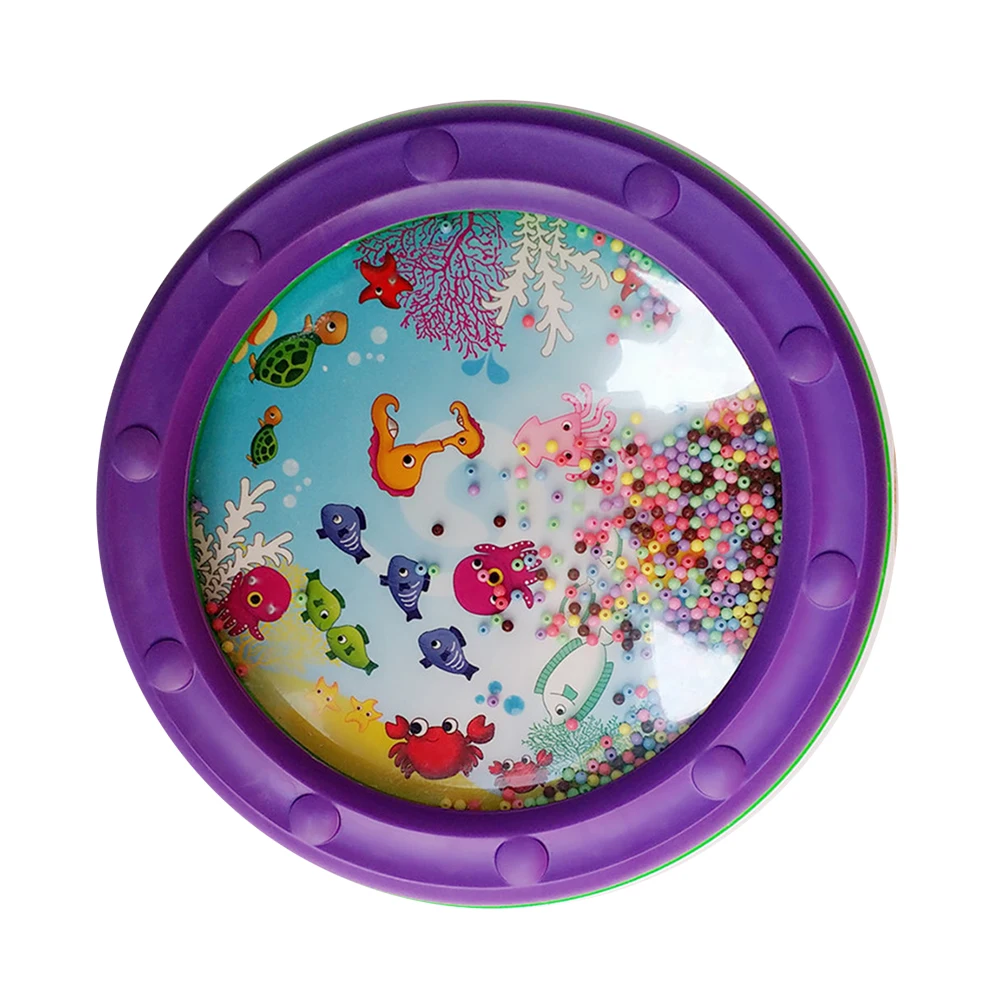 Wave Sea 25cm Sound Bead Drum Percussion Musical Educational Toys High-quality Design Plastic Material Drum