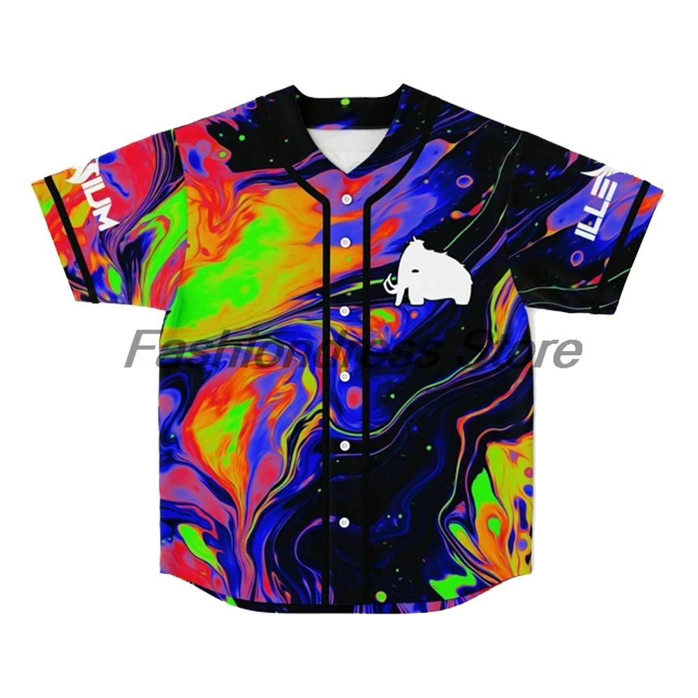 Excision Illenium All in one Merch Baseball Jersey V-Neck Short Sleeve Button-up Shirts Women Men Streetwear Tops