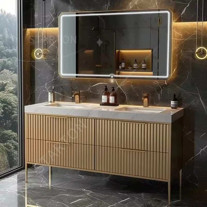 Custom Dupont Corian Log Style Bathroom Vanity Combo with Integrated Sink Kitchen Sink Master Bathroom Furniture