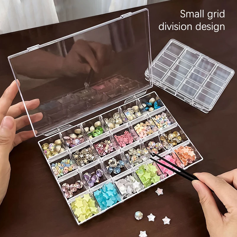 12/21/24 Diy Jewelry Beads Embroidery Organizer Container Grids Nail Art Organizer Box Glitter Rhinestones Gems Storage Case Box - view 5