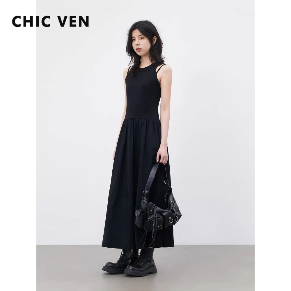 

CHIC VEN New Fashion Women Long Dresses Black Loose Casual Female Camisole Dress with A Large Hem Sleeveless Spring Summer 2026