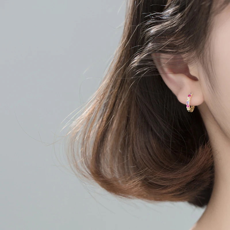 Modian Hot Sale 925 Sterling Silver Gold Color Geometric Hoop Earring for Women Luxury Wedding Engagement Statement Jewelry