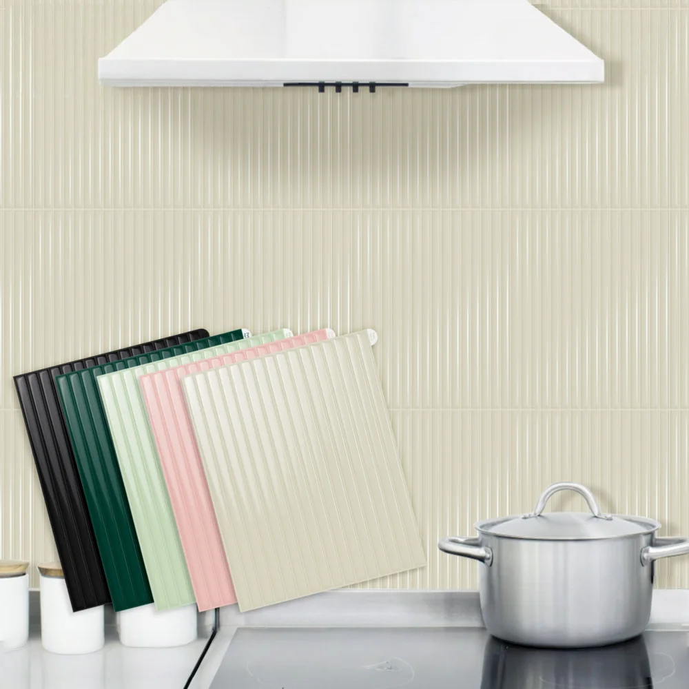 Solid Color Vertical Self Adhesive Kitchen Stain Resistant Adhesive Stickers Suitable For Home Renovation Tile Work Laundry Room