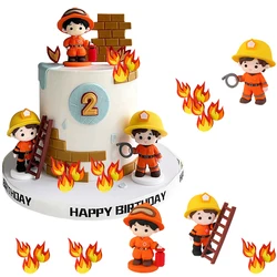 New Fire Hero Theme Cake Topper Fire Truck for Father's Kids Years Old Birthday Cake Decorations Firefighter Ornaments Cute Gift