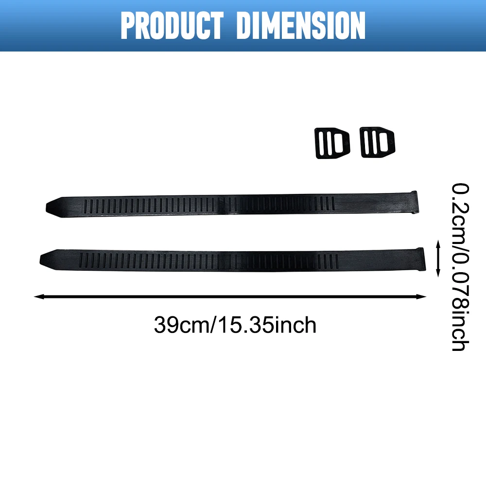 Black Adjustable Towing Mirror Replacement Straps with Anti-slip Surface for SUVs, Trailers, RV, Trucks Rubber view 3