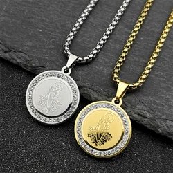 Catholic San Judas Medal Pendant Necklace for Women Men Stainless Steel Gold Color Saint Jude Chain Jewelry collar hombre