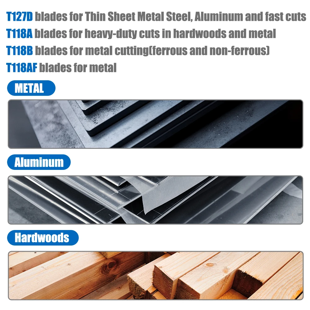 Lama per sega alternativa assortita HAMPTON T-shank HSS per utensile da taglio per legno T118A T118AF T118B T127D lama per seghetto alternativo
