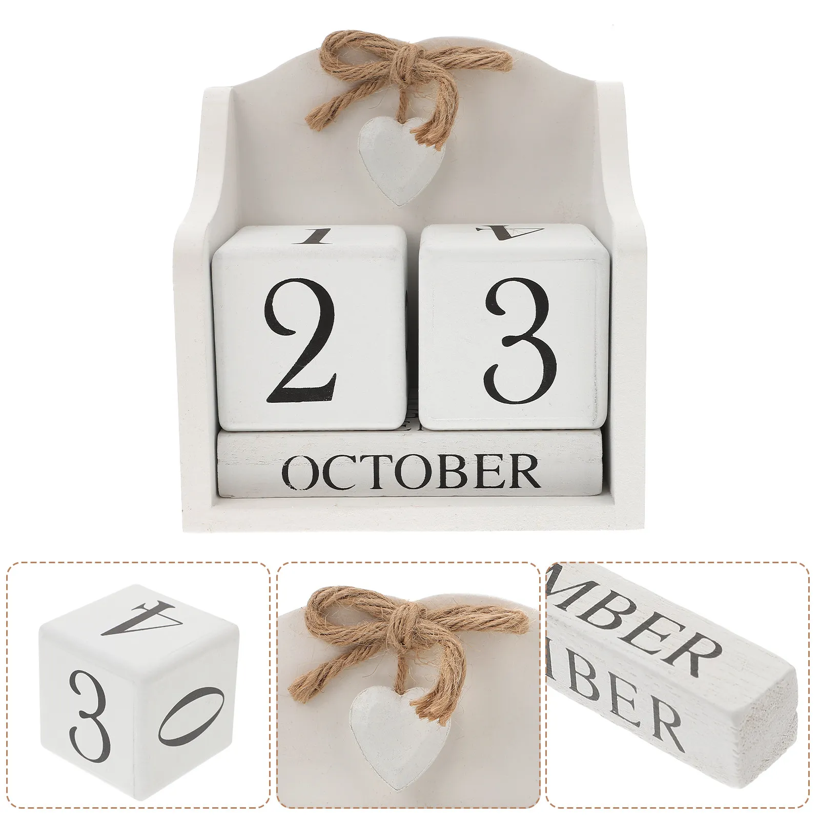 

1Pcs European Style Wooden Calendar Perpetual Date Changer Adorable Rustic Desktop Ornament Living Room Bedroom Decoration