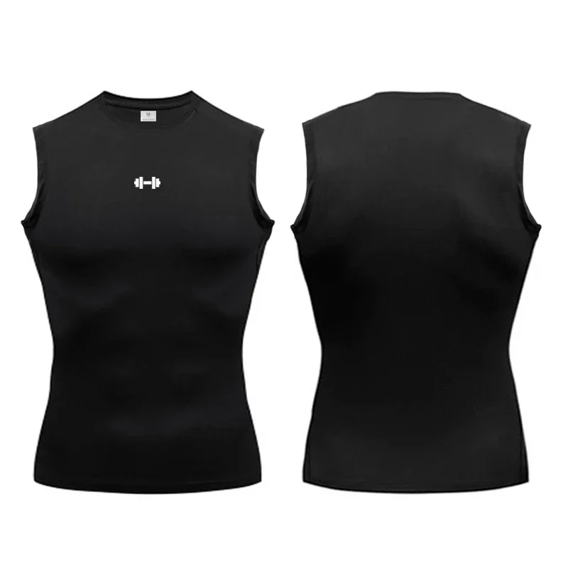 Compression Shirt Men Running Vest Summer Ice Silk Quick-drying Sports Sleeveless T-shirt Tight Basketball Gym Fitness Clothing image 3