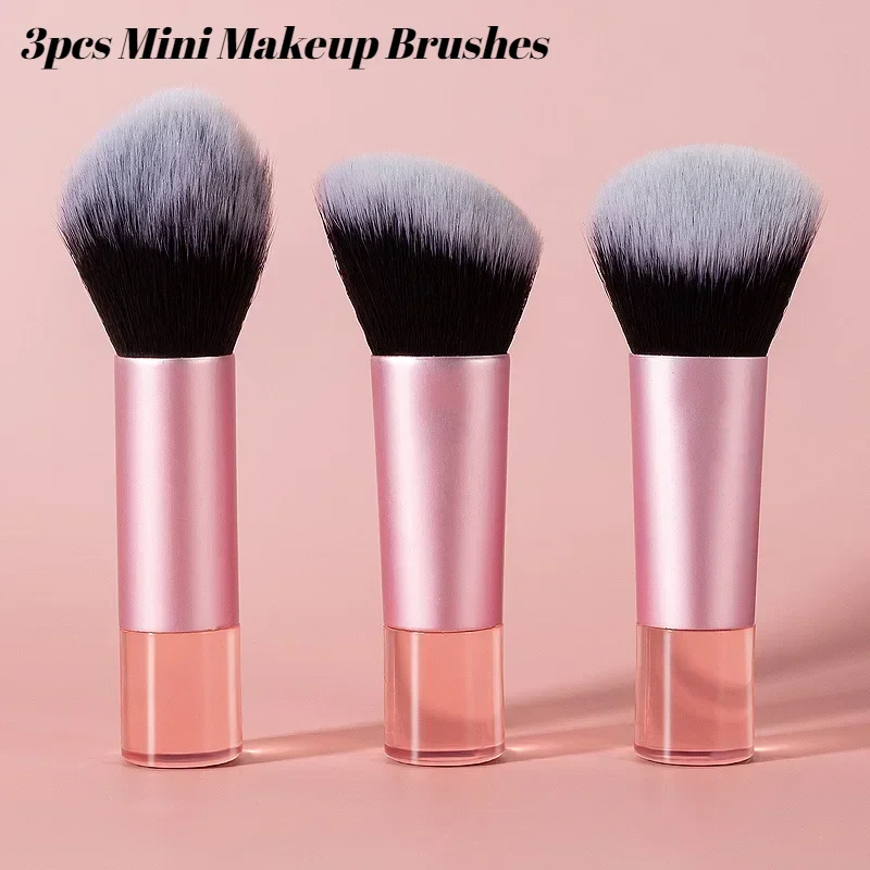 3pcs Mini Short Portable Makeup Brush Set Blush Contouring Brush Foundation Brushes Loose Brush Cute Make Up Brushes