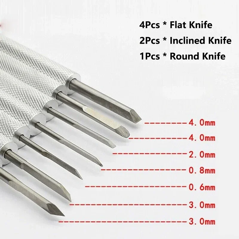 7Pcs Olive Carving Knife Portable Miniature Engraving Cutter Stone Carving Sculpture Knife Professional Woodworking Hand Tool