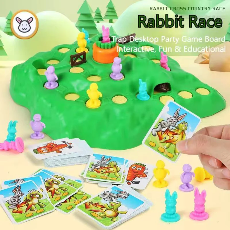 1 Set- Carrot Rabbit Trap Table Board Defend Game Challenge Parent-Child Family Party Interactive Educational Puzzle Toys Gifts