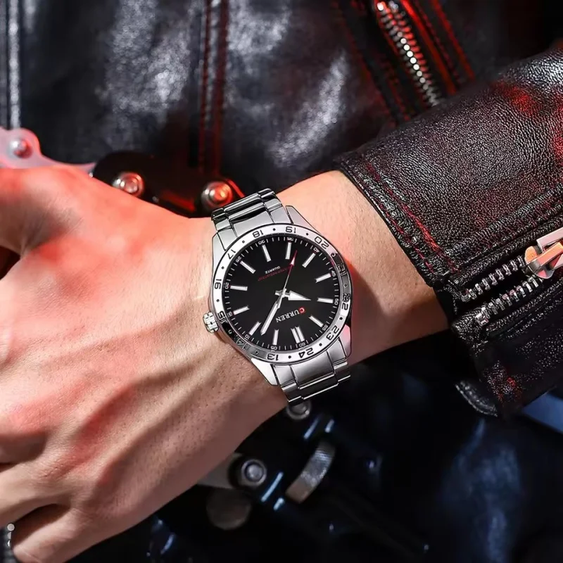 CURREN 8452 Orologio da uomo d'affari semplice in argento di lusso al quarzo Bracciale in acciaio inossidabile simulato Orologio da notte con luce notturna reloj hombre