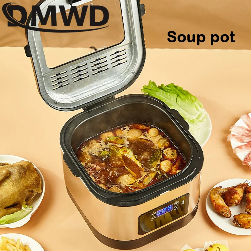 5L Electric Deep Fryer Household Intelligent Temperature adjustable Frying Machine Visualization Multicooker Removable Basket