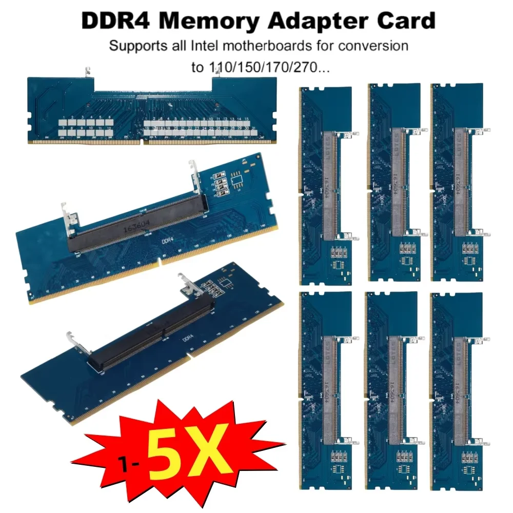 1-5PCS Laptop DDR4 SODIMM To Desktop DIMM Memory Cards Converter Adaptor 3200/2666/2400/2133MHZ Memory RAM Connector Adapter