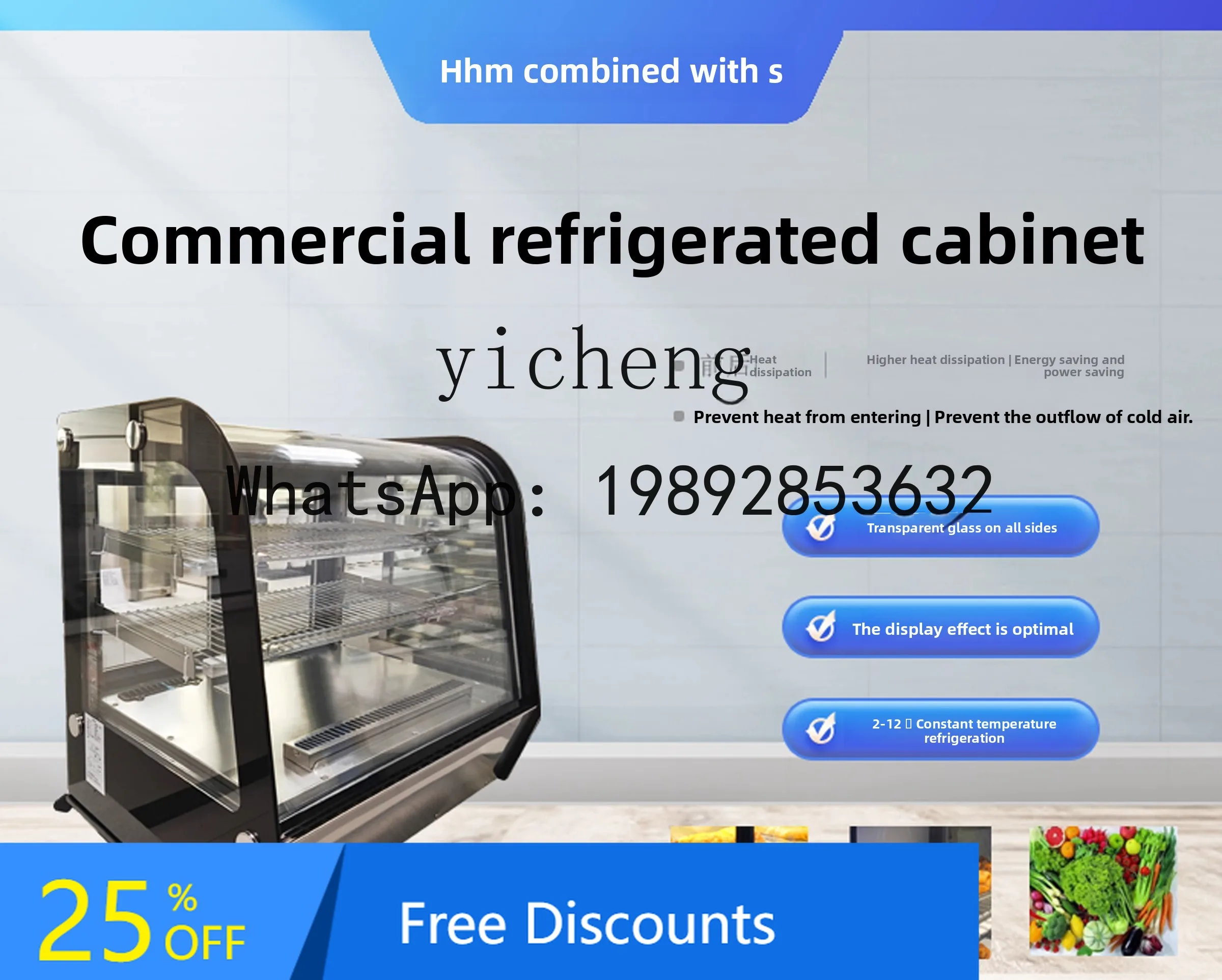 

AB Refrigerated Cabinet Fryer Cabinet Commercial Display Cabinet Independent Circulation Energy Saving Air Cooling Large