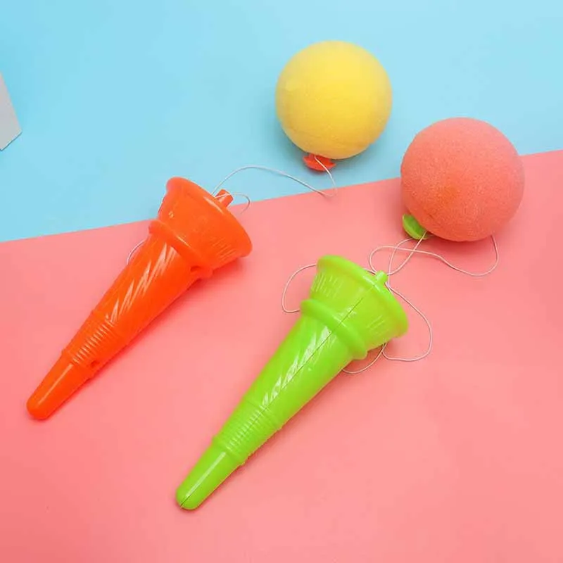 Children's Outdoor Game Toys Fun Ice Cream Cone Shooter Sponge Shooting Catapult Ball Parent-child Sports Bouncing Ball Toy Gift