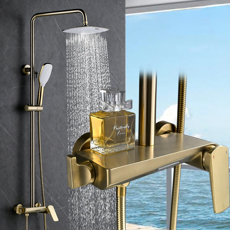 

Luxury Gold Shower System with Bathroom Pressure Boosting and Hidden Shower Set