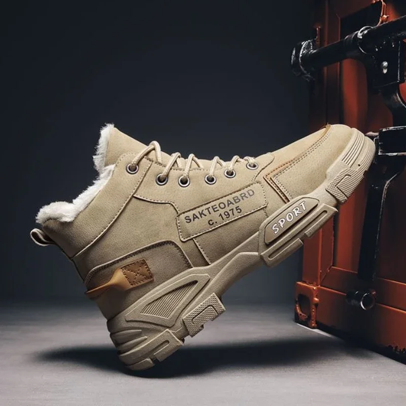 جديد الشتاء الرجال الرياضة عارضة الدانتيل يصل عالية أعلى صوف مبطن القطن الثلوج الأحذية الدافئة المألوف الكورية نمط المضادة للانزلاق دائم #1