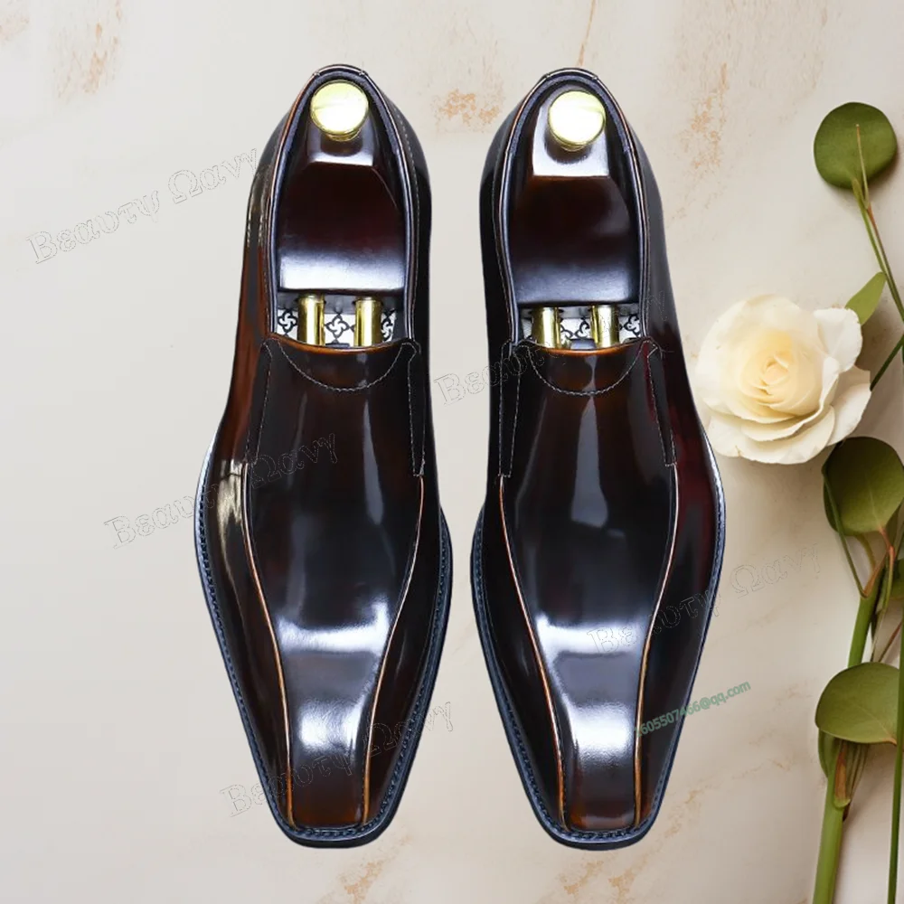 أسود براءات الاختراع والجلود خياطة حذاء رجالي النفط مثل الجلود مضخات جولة تو الرجال فستان أحذية السادة الانزلاق على أحذية الحفلات حجم كبير 47 #2