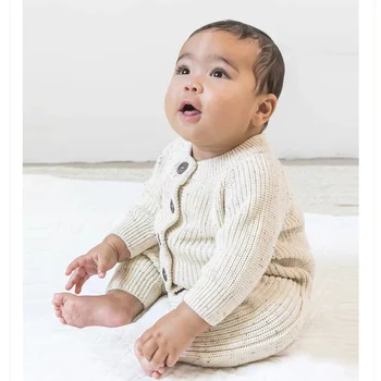2024 neue Herbst Infant Baby Mädchen Jungen Gestrickte Overall Kleinkind Baby Mädchen Jungen Lange Ärmeln Stricken Strampler Kinder Kleidung