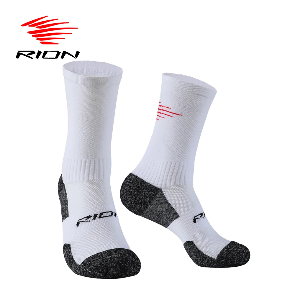 RION Men Cycling Socks Basketball Football MTB Mid Calf Foot Wear Sets Mountain Bike Bicycle Gym Moisture Wicking Outdoor Sports