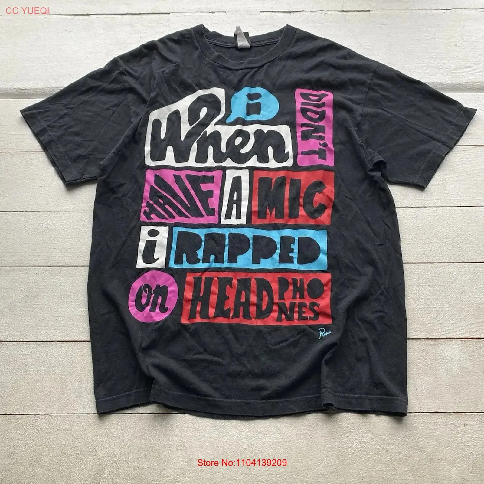 Camiseta negra vintage para hombre de los años 90 Stones Throw Records Parra, talla XL, estilo vintage lavado, unisex, gráfico, informal, cómoda