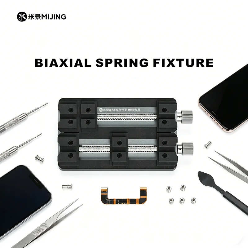 MIJING K38 Biaxial Spring Fixture V Groove Design Rebound Locking for Phone Motherboard PCB Repair and Maintenance