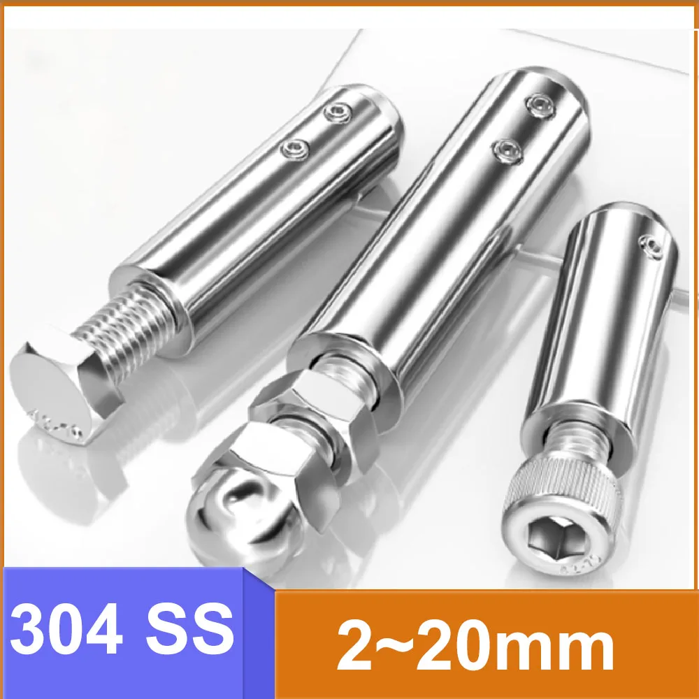 304 SS Knurled Head Hex Socket / Hex Screw Wire Rope Lock Cable Stopper For 2mm~20mm Wire Rope Cable Railing Fitting